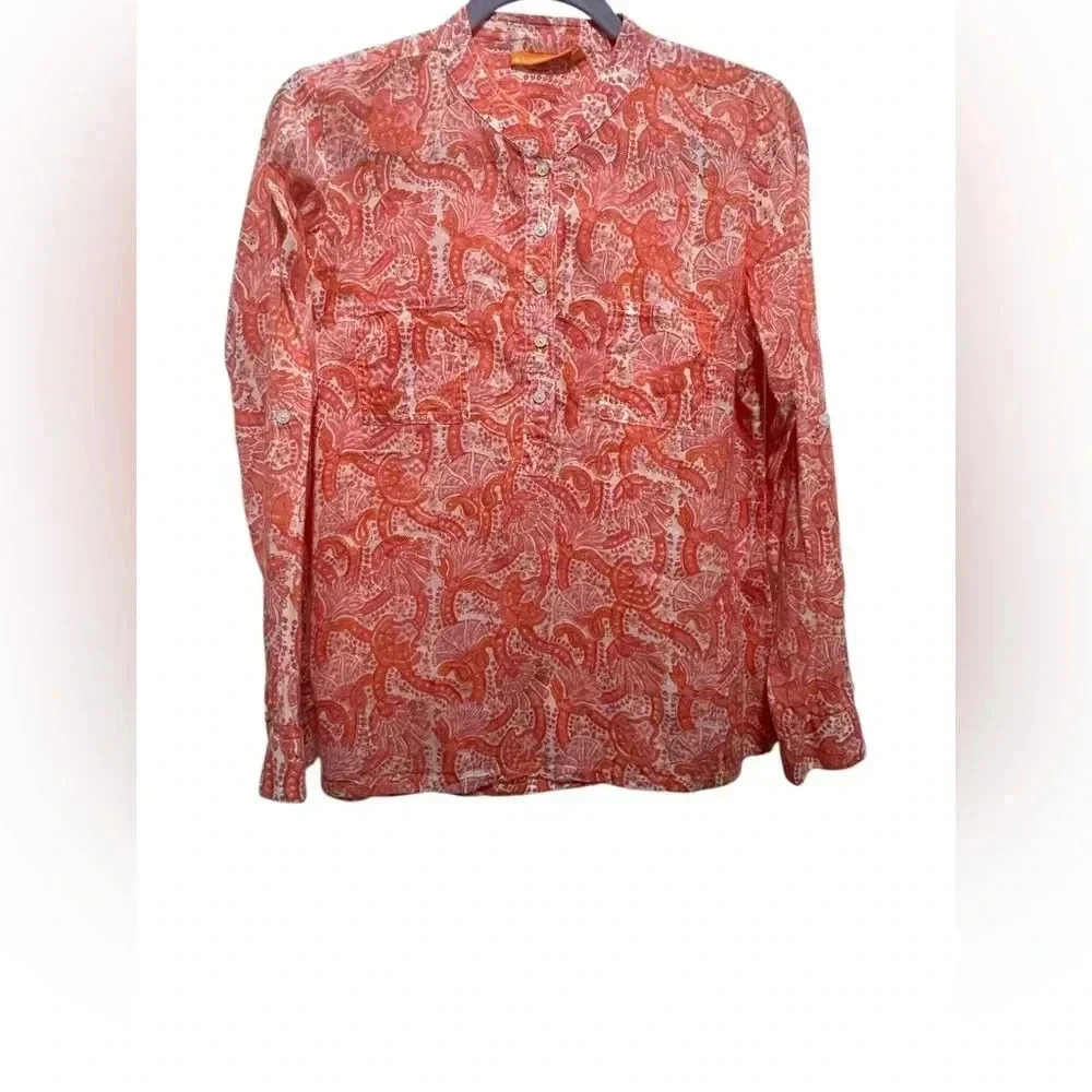 Oliphant Red Paisley Button-Front Blouse